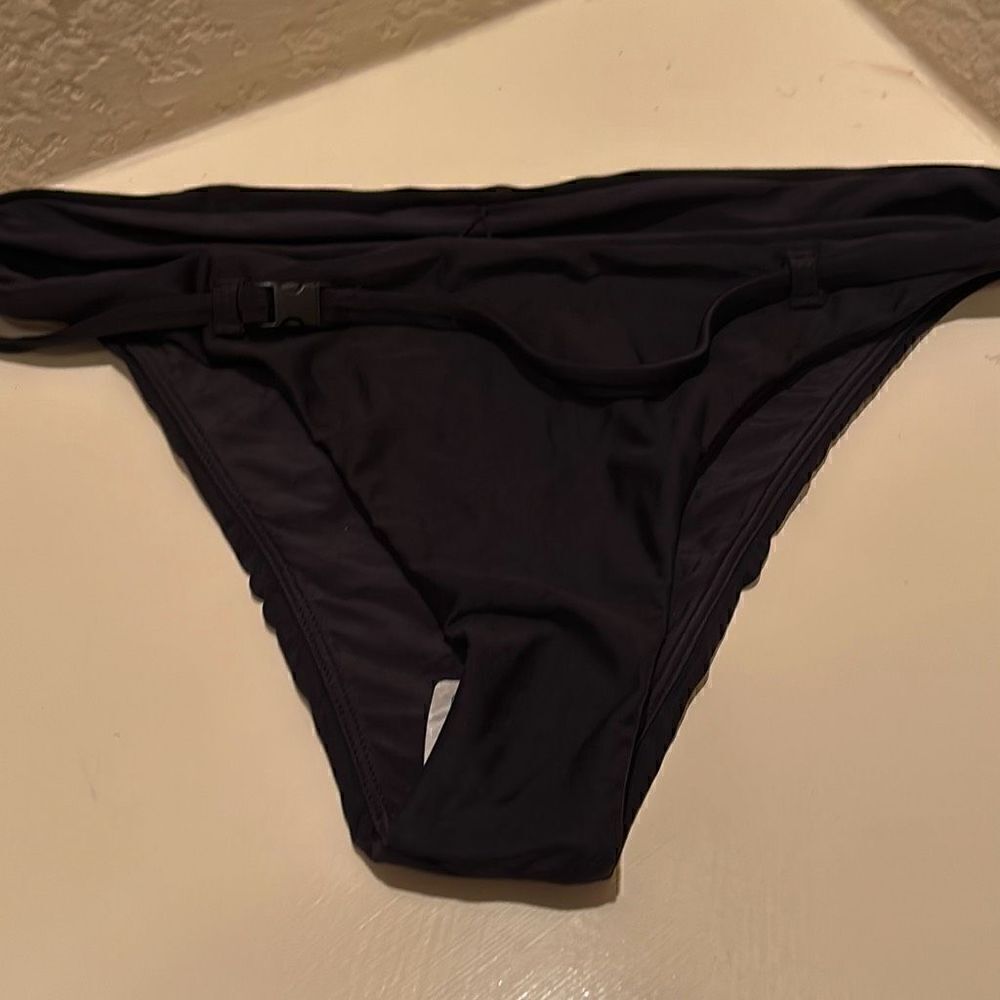 Andie Womens Small The Riviera Bikini Bottom Black Swimwear Belt w/ Buckle NWT